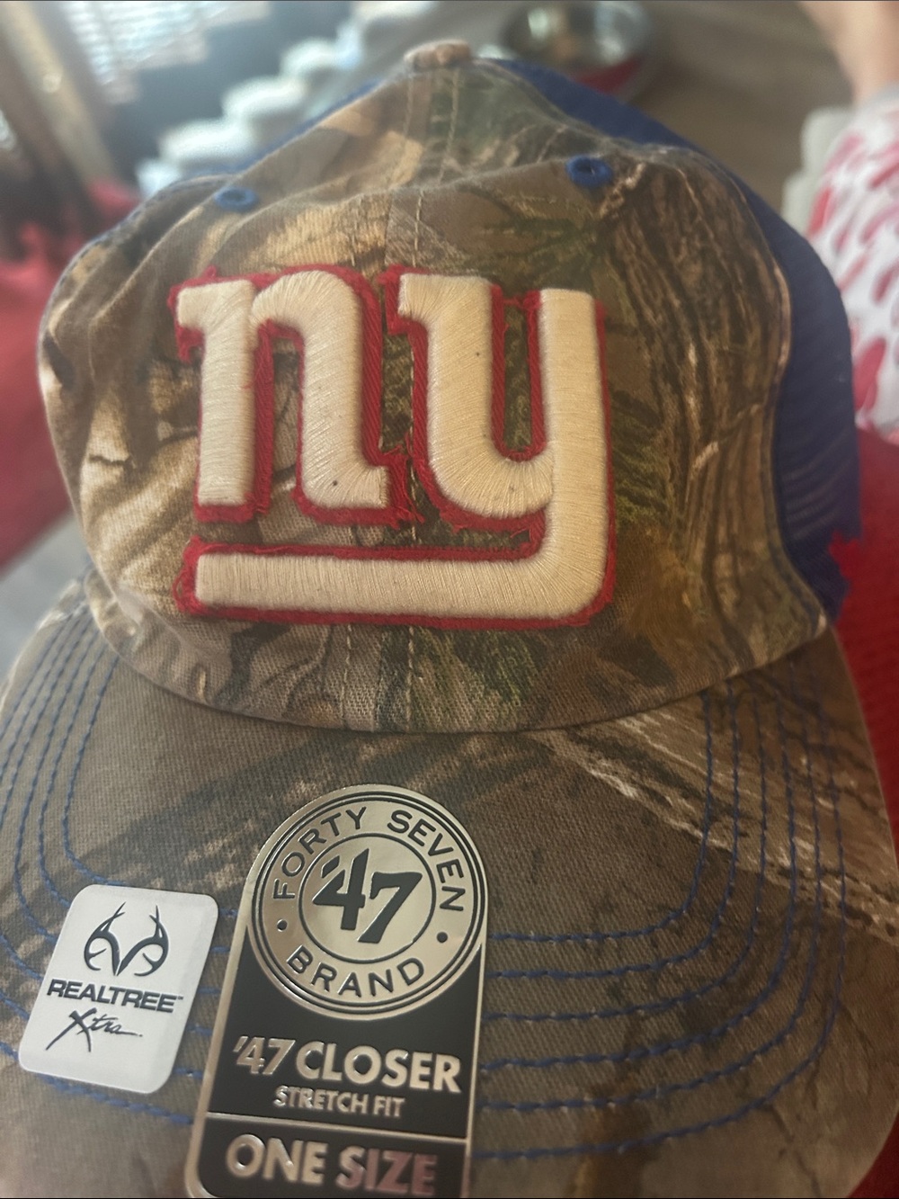 Realtree Camo NY Trucker Hat with Blue Mesh